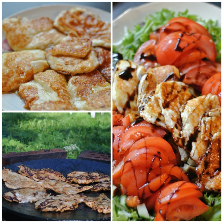 Grillattua broilerin fileetä ja halloumijuustoa